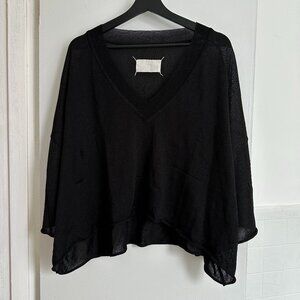 Great Martin Margiela black oversized cropped V neck sweater size S/M